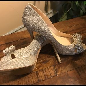 Jeweled open toe heels